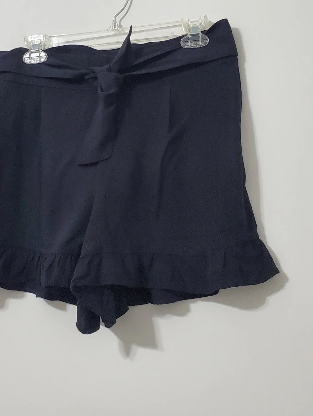 Free People Black Ruffle Tie Waist Pull On Shorts Small